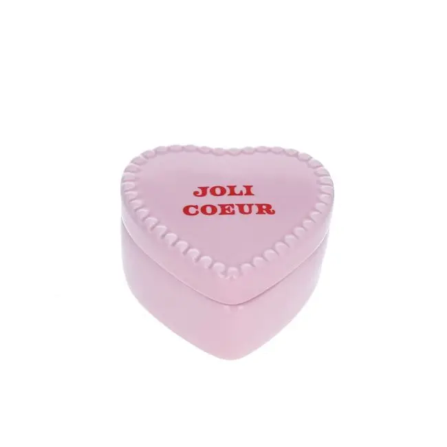 Boîte rose en céramique Joli cœur