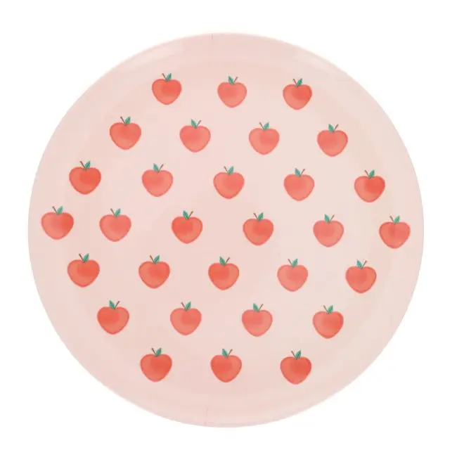 Assiette mélamine pommes roses