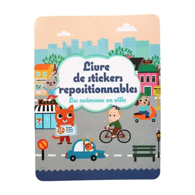 Livre de stickers repositionnables Animaux en ville