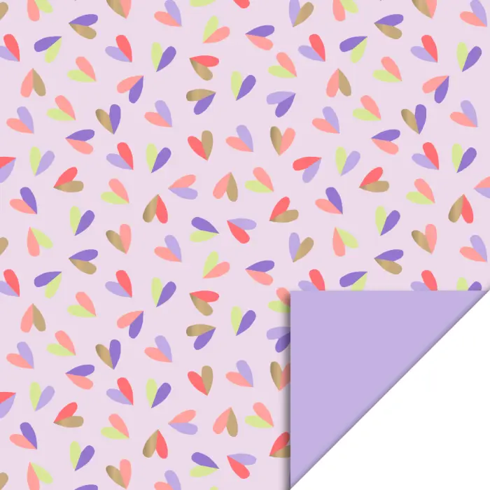 [HO-8526] Rouleau Emballage cadeau Hearts Duo Pink-Lilac 