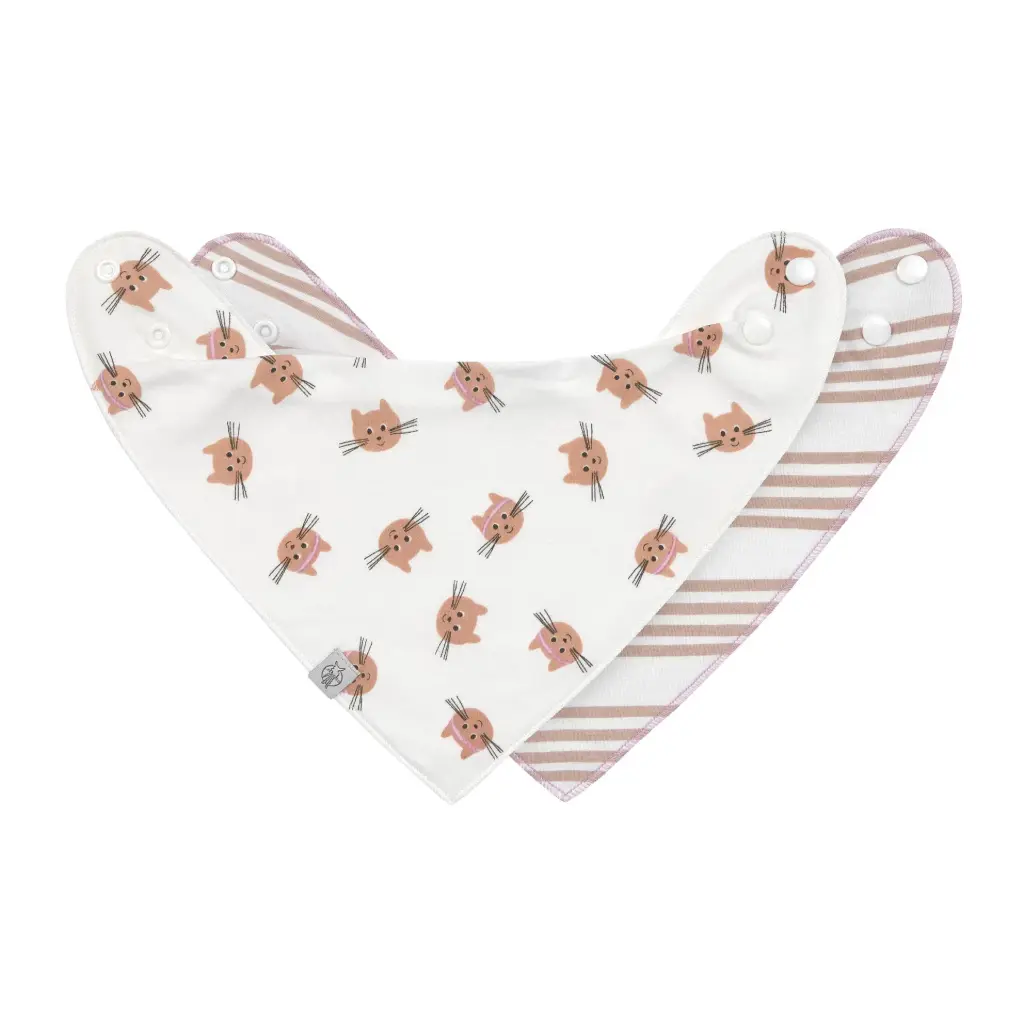 [LA-1894] Bavoirs bandanas réversibles Tiny Team Cat Lässig (2 pcs)