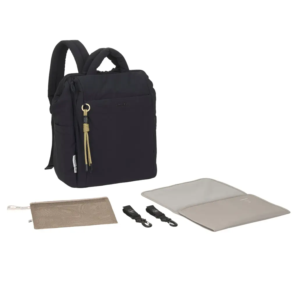 Sac à dos à langer noir Minoa Lassig 