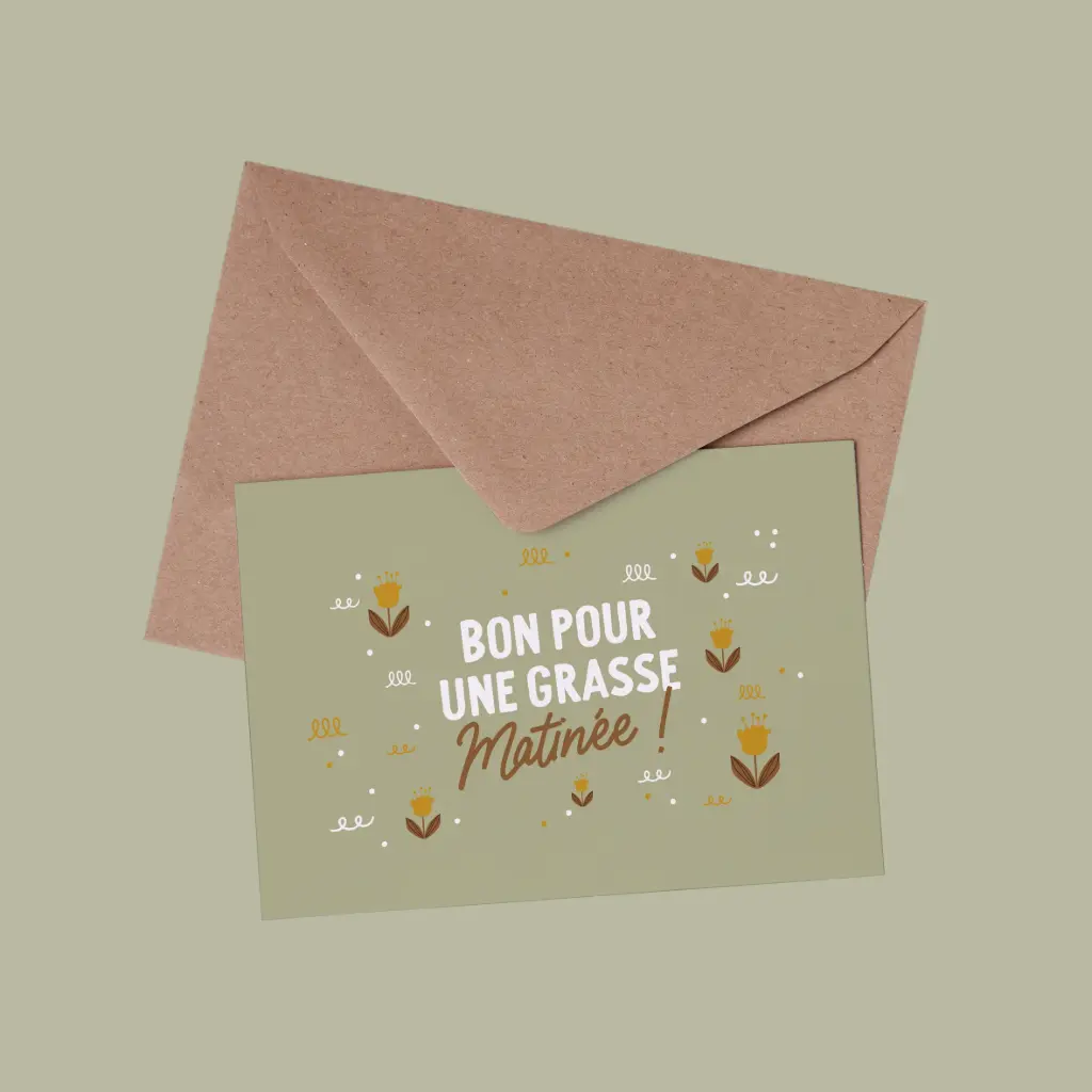 Carte Bon pour une grasse matinée