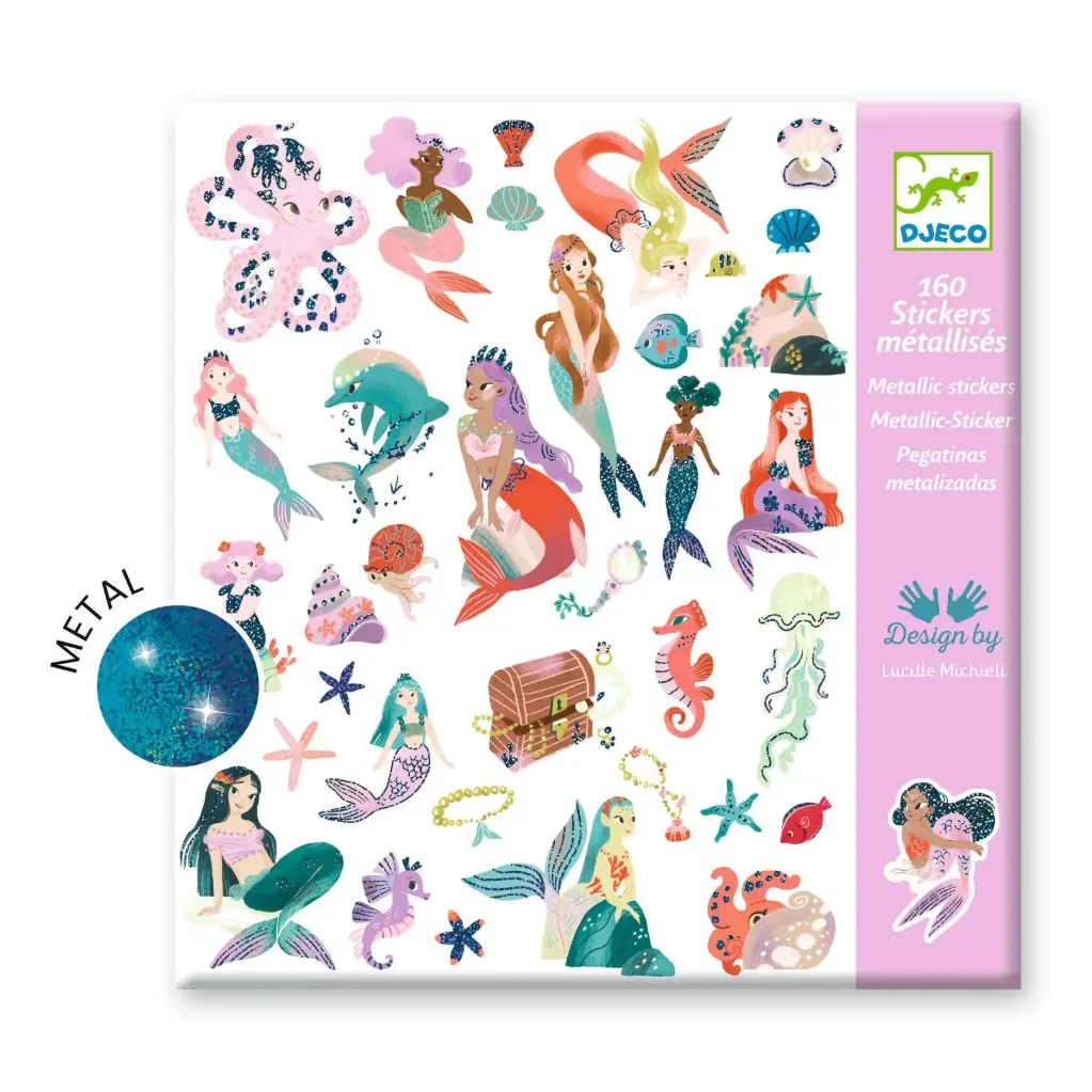160 Stickers métallisés Scintillantes Sirènes Djeco