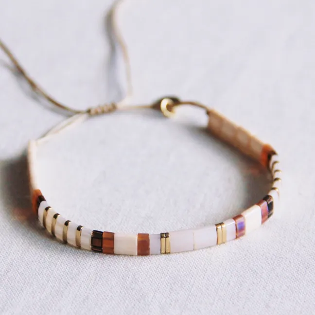 Bracelet Tilabead taupe/nude/goldplated - Bazou
