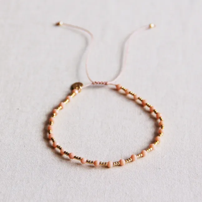 Gemstone bracelet with gold-plated Miyuki – peach - Bazou