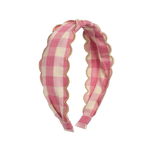 [RO-6628] Scalloped Gingham Headband 