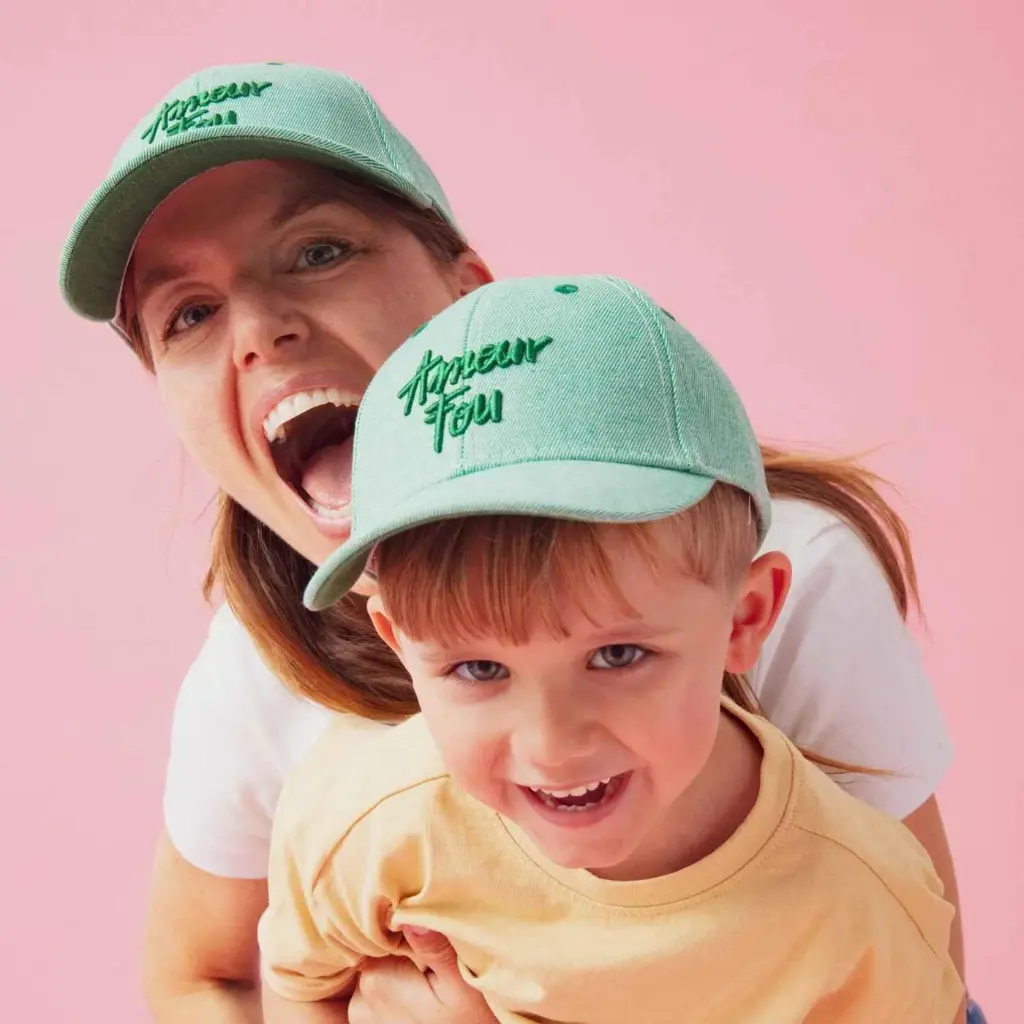 [CH-5633] Casquette Amour Fou denim vert Enfant 3-6 ans