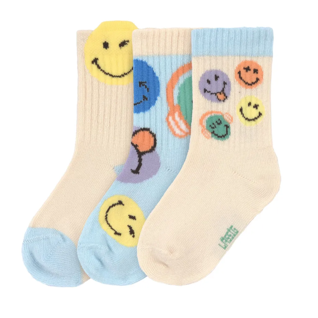 [LA-0018] Lot de 3 chaussettes SmileyWorld® Bleu 27-30