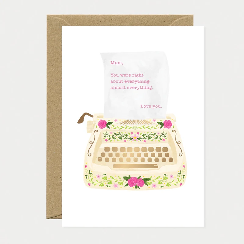 Carte Love you mum typewriter All the ways to say