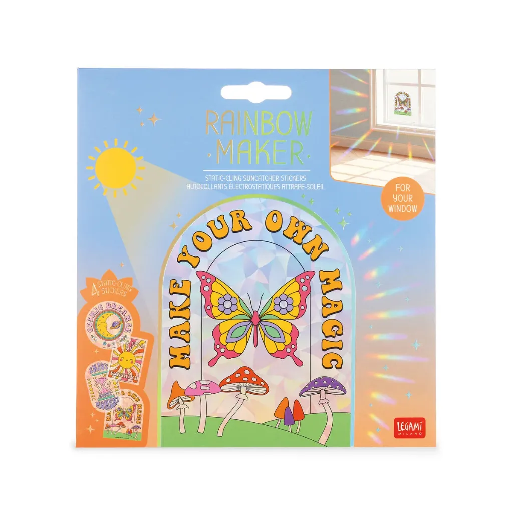 [LE-6959] Set de 4 Autocollants Électrostatiques Attrape-Soleil pour Fenêtre - Rainbow Maker