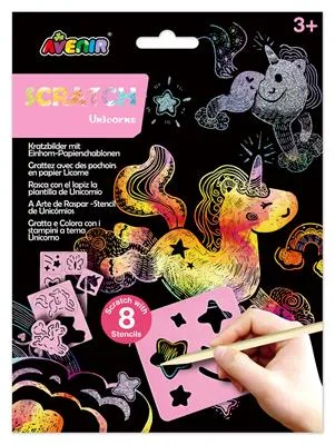 Cartes à gratter avec Pochoirs Licornes