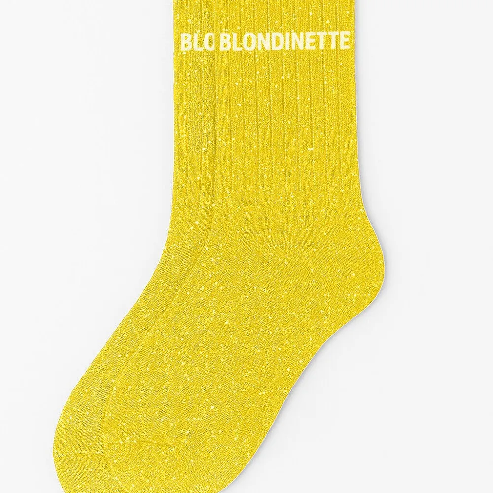 [WO-0101] Chaussettes à paillettes "Blondinette" Jaune - Taille 36-40