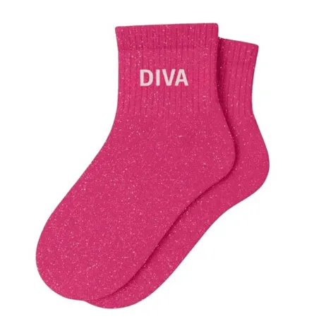 [WO-0101] Chaussettes courtes à paillettes "Diva" Fuschia - Taille 36-40