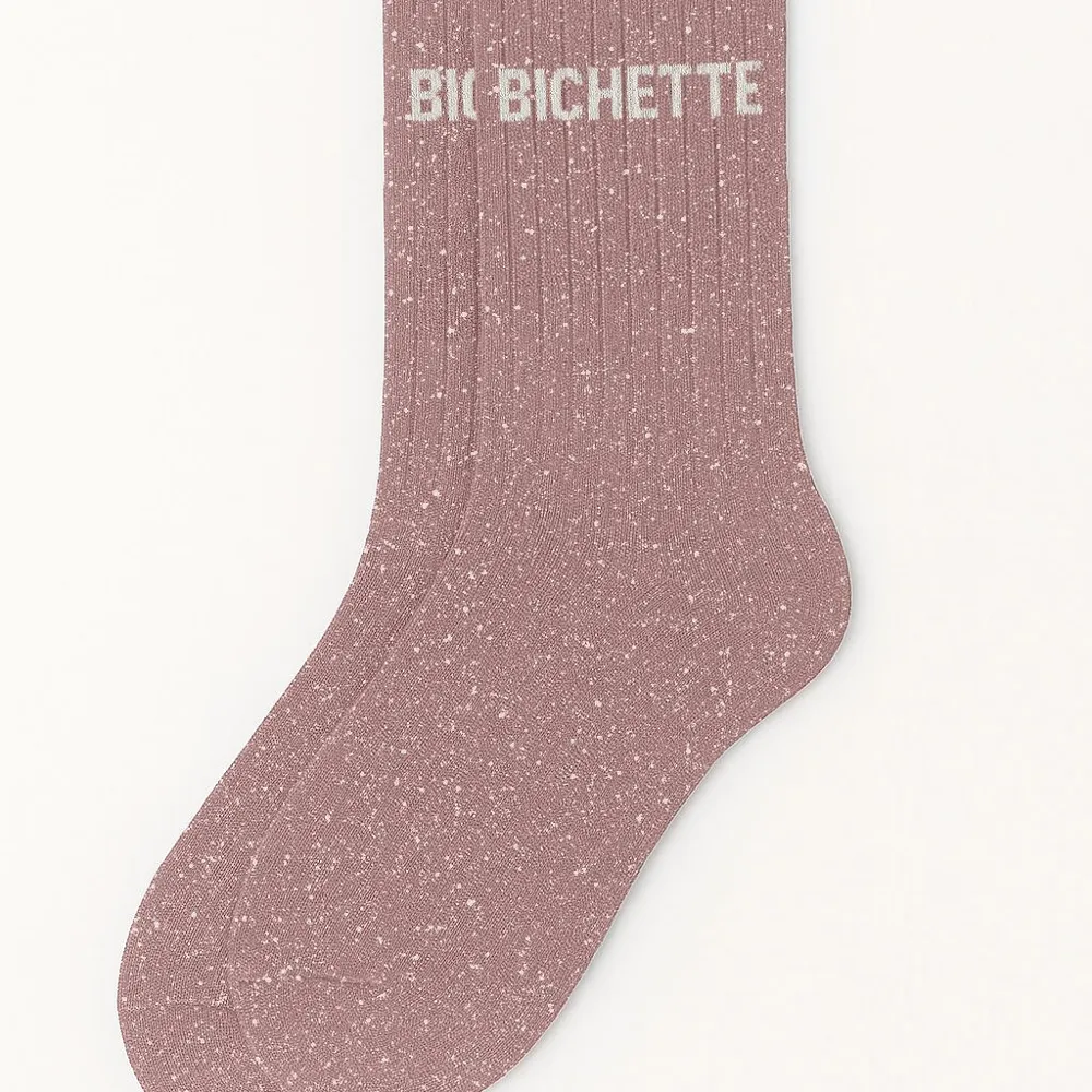 [WO-0609] Chaussettes à paillettes "Bichette" Rose Gold - Taille 36-40
