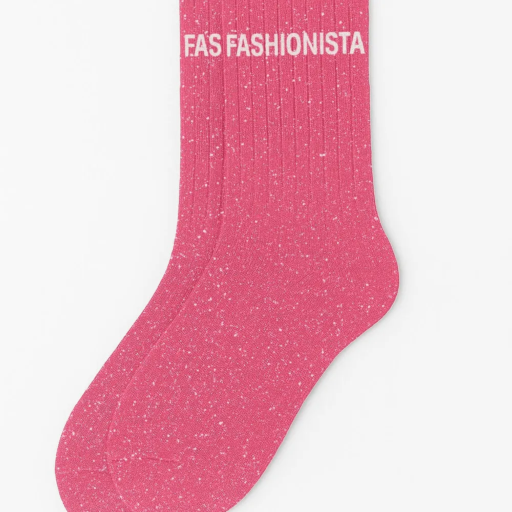 [WO-0108] Chaussettes à paillettes "Fashionista" Rose Bubble - Taille 36-40