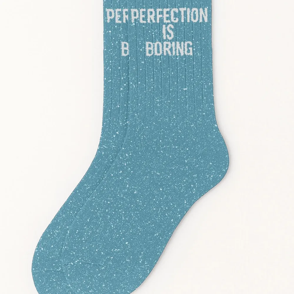 [WO-0105] Chaussettes à Paillettes "Perfection is boring" Turquoise - Taille 36-40