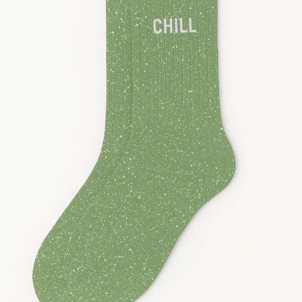 [WO-0200] Chaussettes à Paillettes "Chill" Vert amande - Taille 36-40
