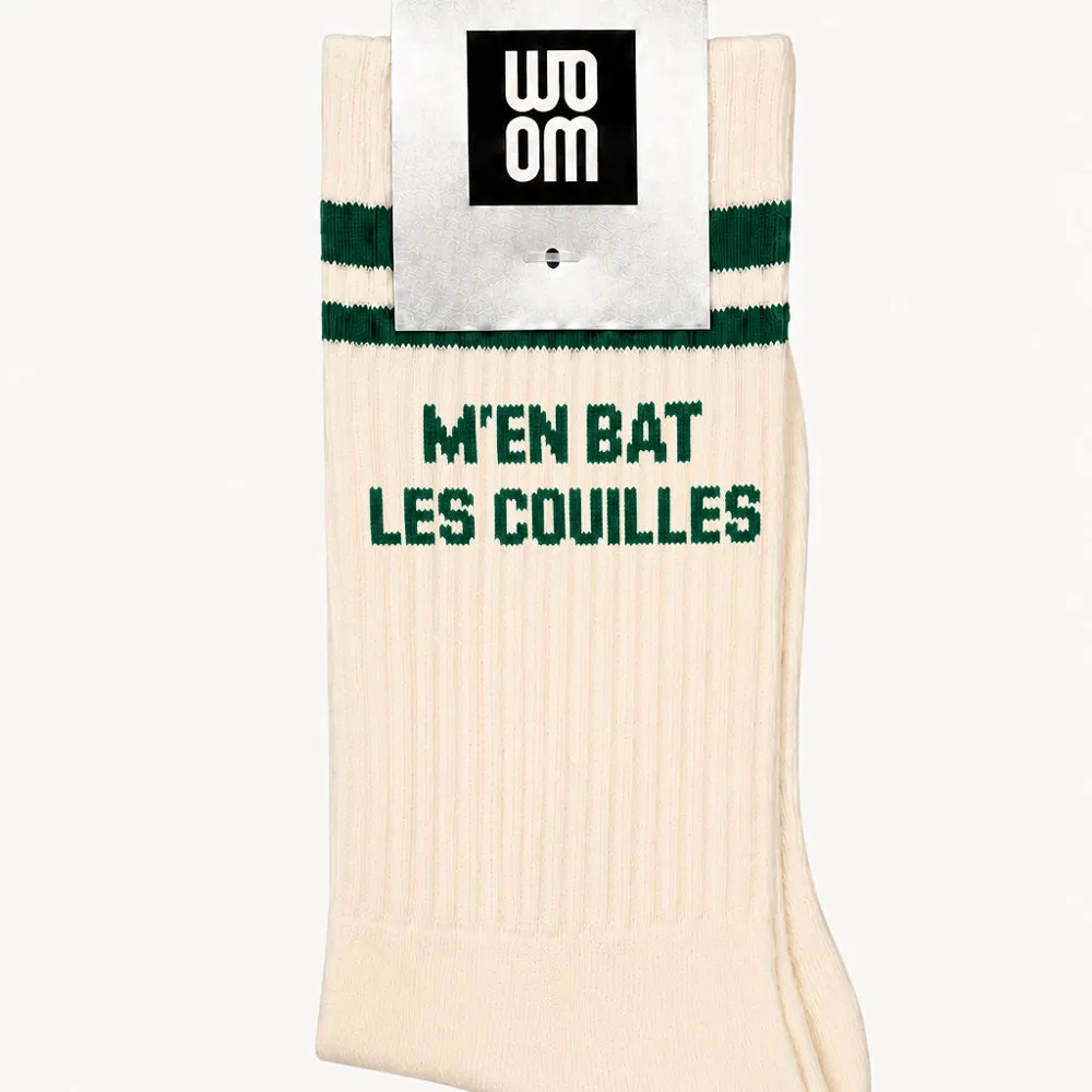 Chaussettes Homme "M'en bat les couilles" Vert- Taille 39-45