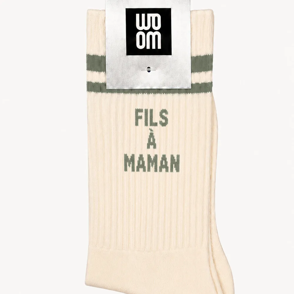 [WO-0680] Chaussettes Homme "Fils à maman" Gris - Taille 39-45