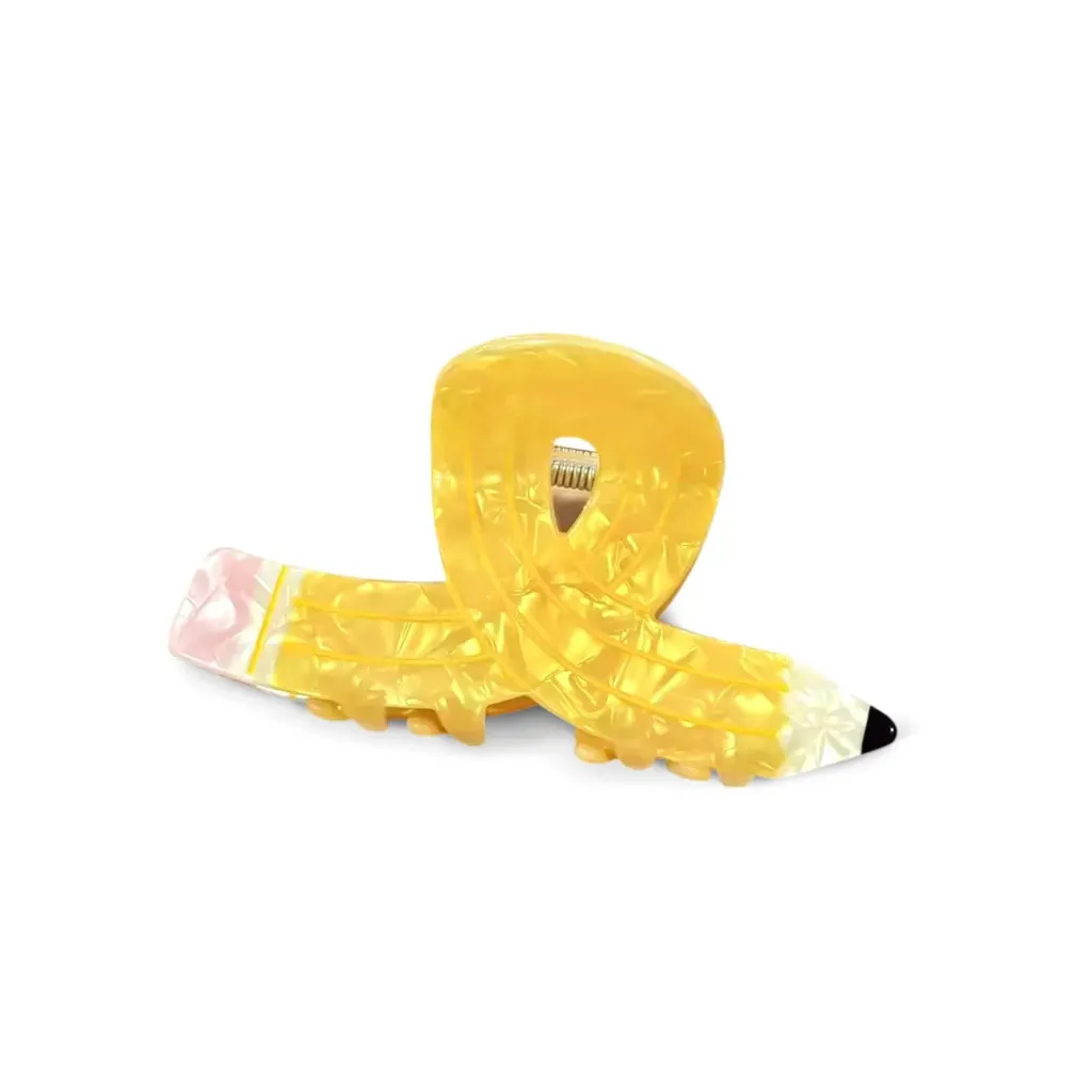 [WO-1915] Pince à cheveux crayon jaune