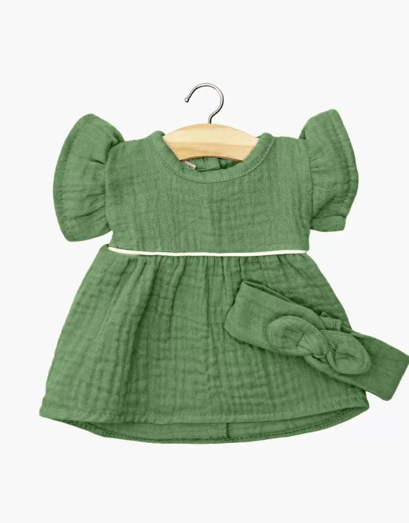 [MI-5807] Robe Daisy et son headband à noeud rond en gaze de coton ortie Gordis Minikane