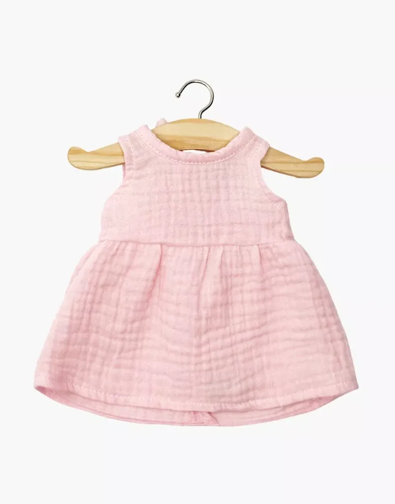 Robe Faustine sans manches en gaze de coton fraise