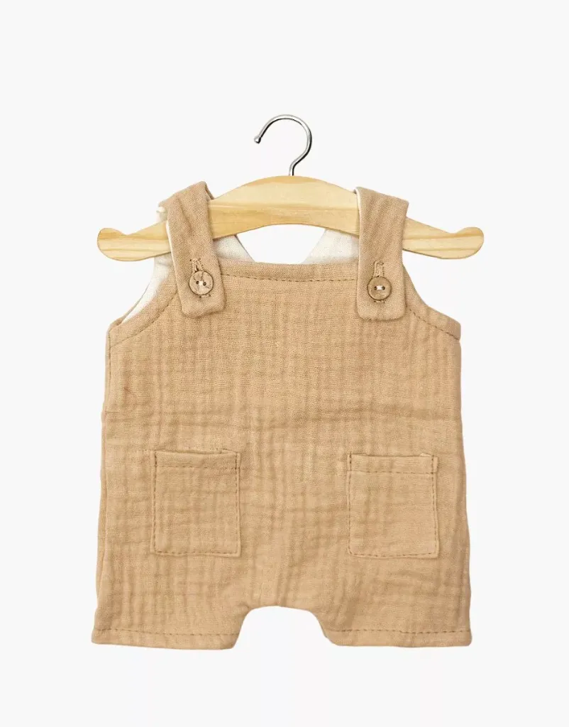 [MI-5968] Salopette courte Antonin avec boutons en gaze de coton latté Gordis Minikane