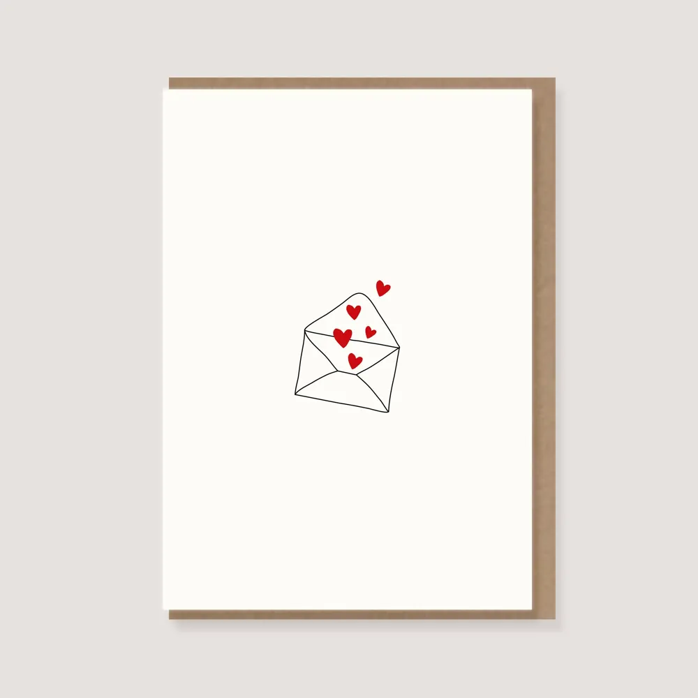 Carte pliante avec enveloppe - Enveloppe avec cœurs