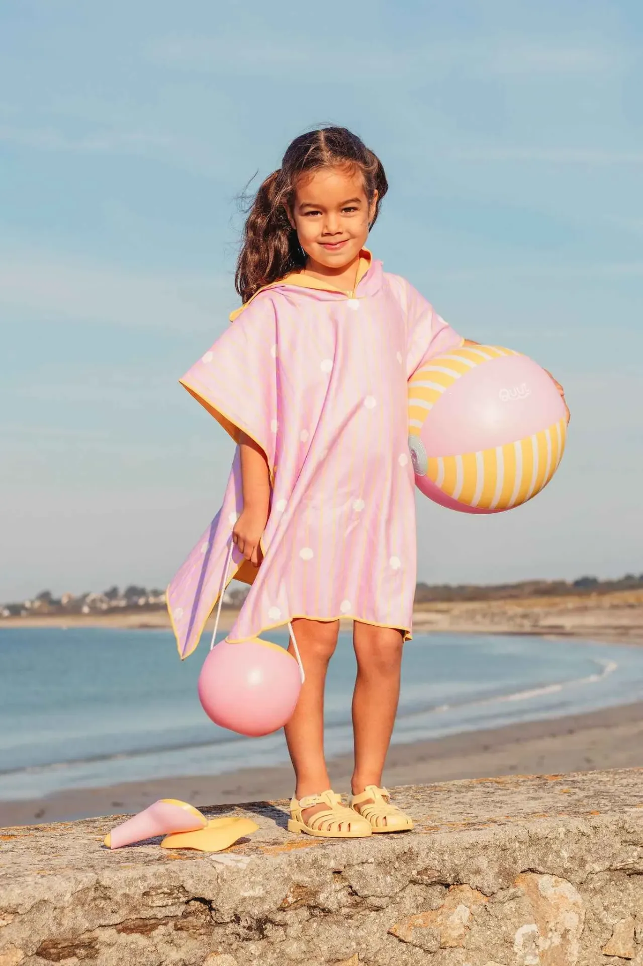 [QU-5599] Poncho de plage Rose Quut 1-6 ans
