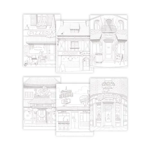 [AV-7457] Bloc de coloriage Multitechniques Les vitrines