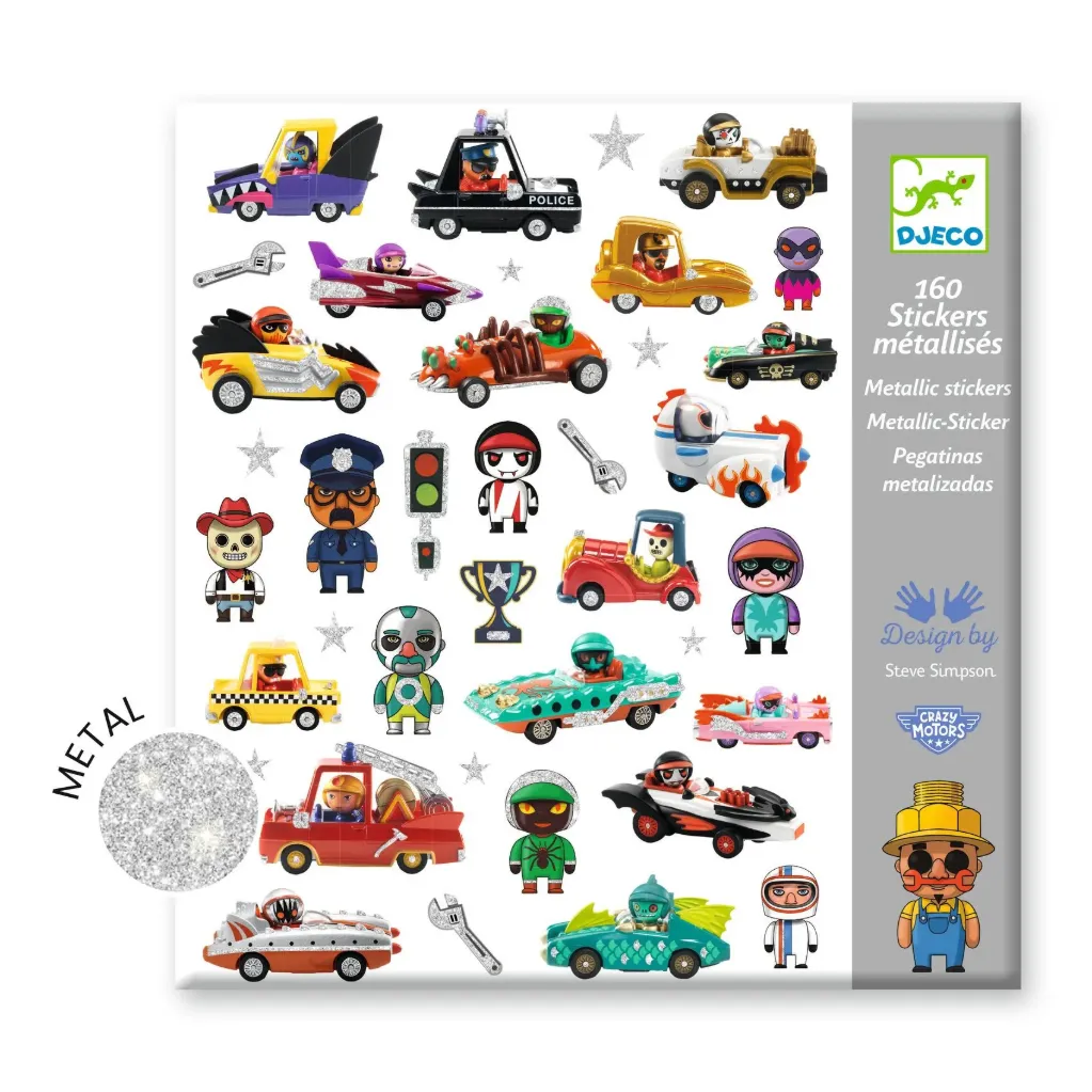 160 Stickers métallisés Crazy Motors