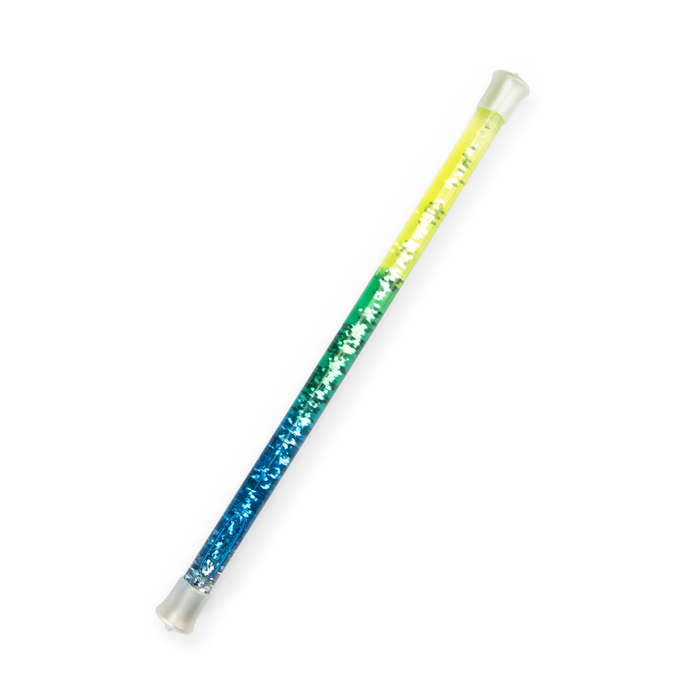 Baguette à paillettes jaune et bleue