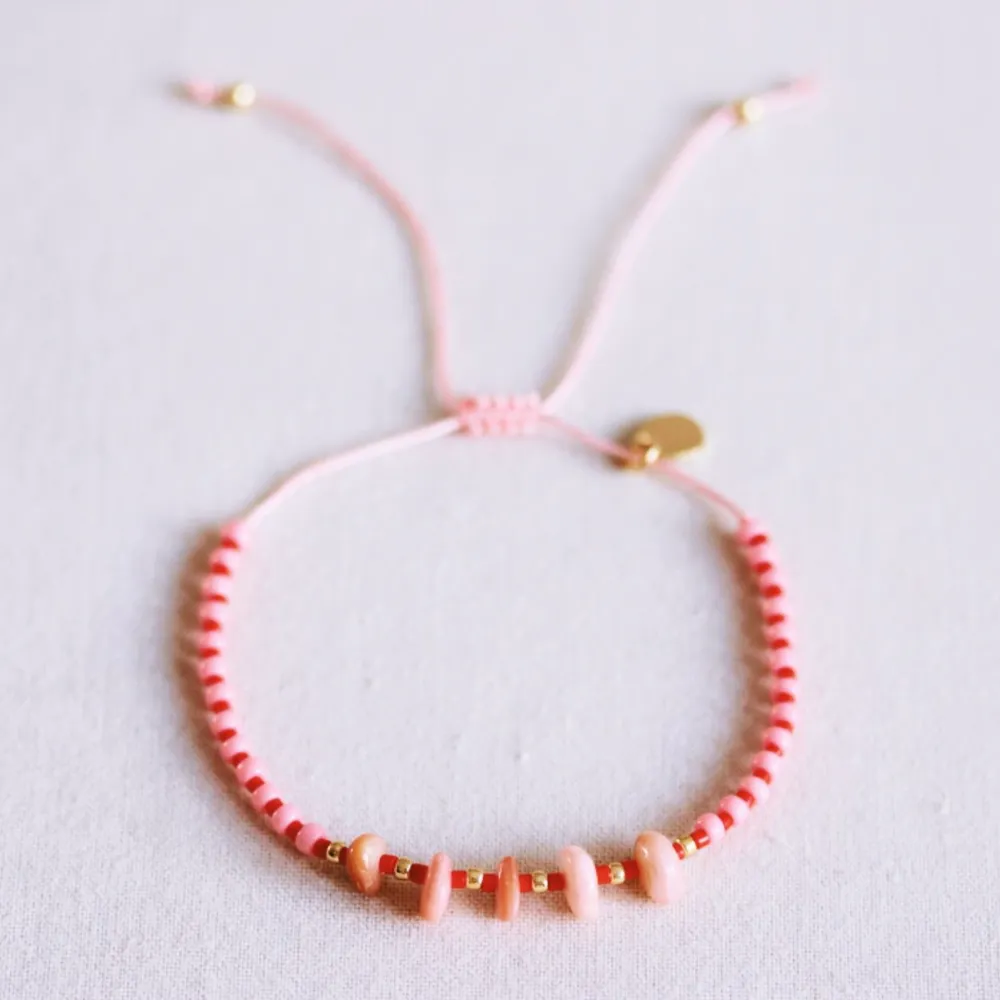 Bracelet Miyuki avec pierres Rose et rouge
