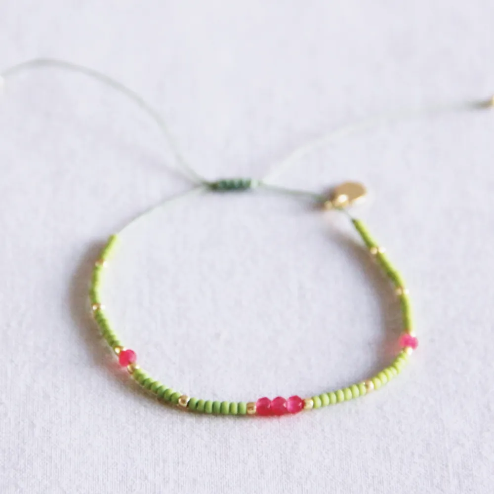 Bracelet Miyuki Vert et Cerise