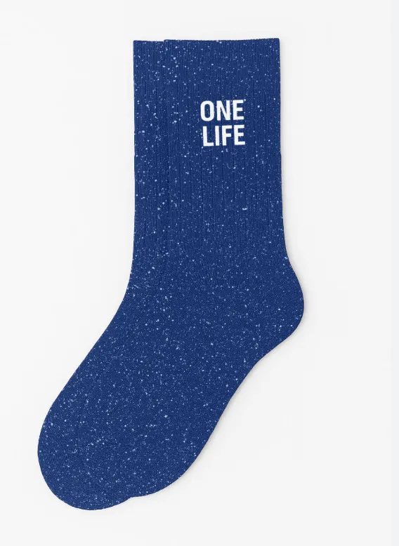 Chaussettes à paillettes "One life" Bleu Electrique - Taille 36-40