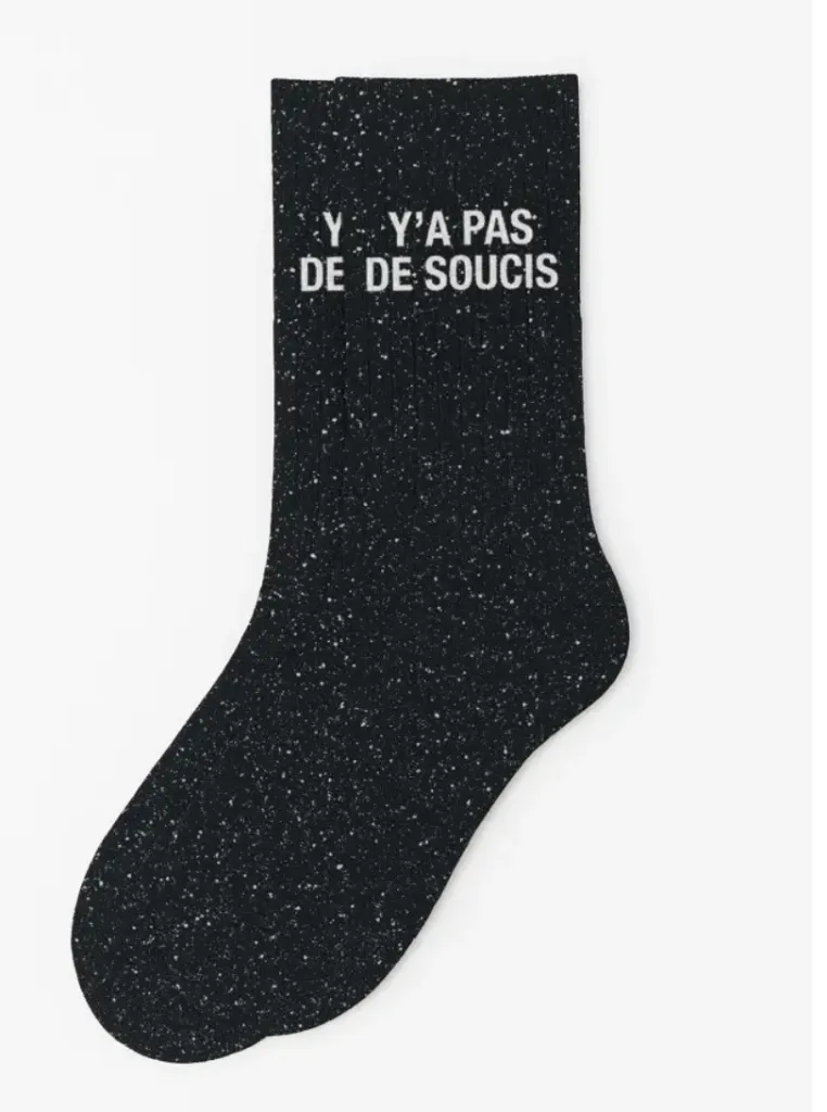 Chaussettes à paillettes "Y'a Pas de Soucis" Noir - Taille 36-40