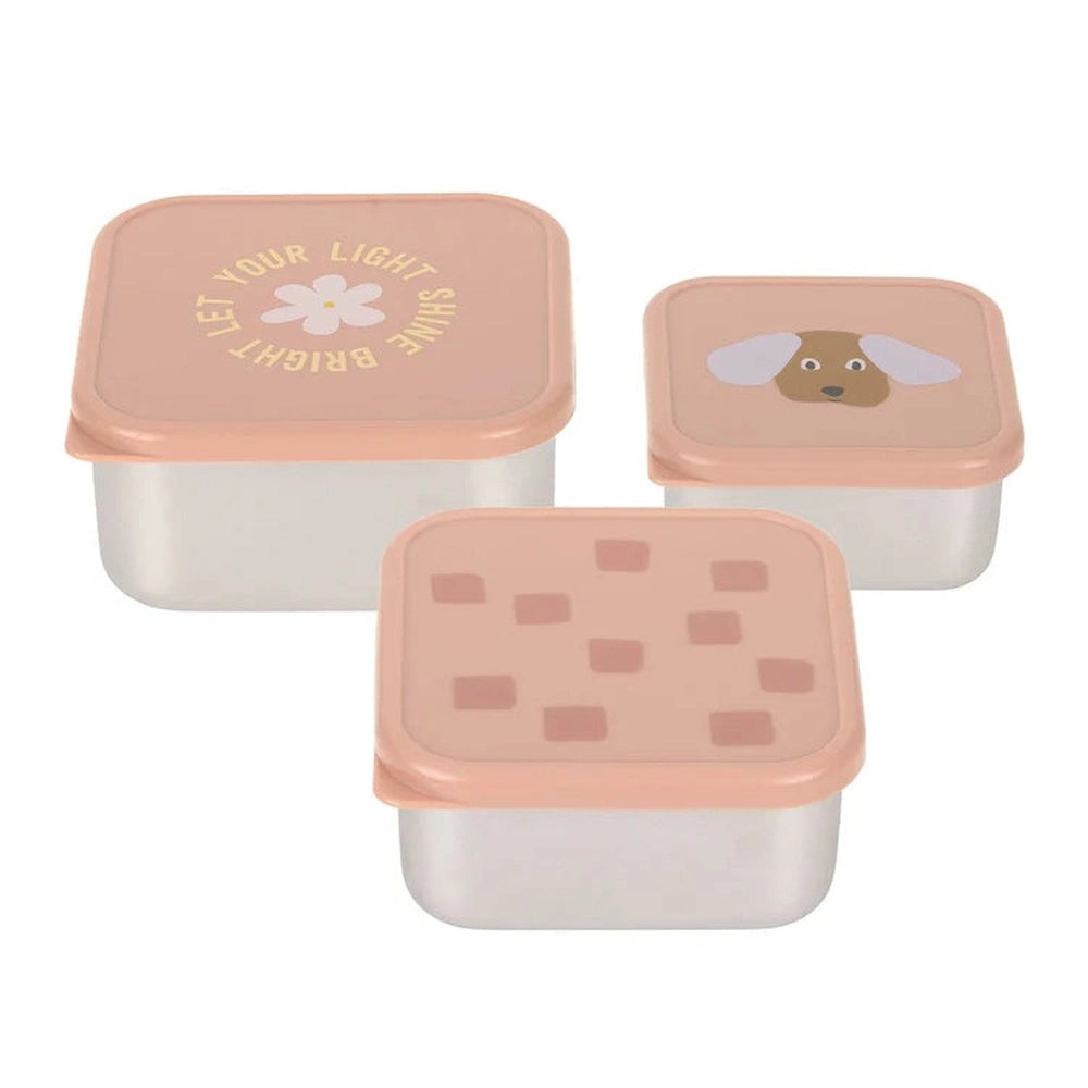 [LA-7314] Lot de 3 boîtes à goûter inox Pattern Party rose Lässig