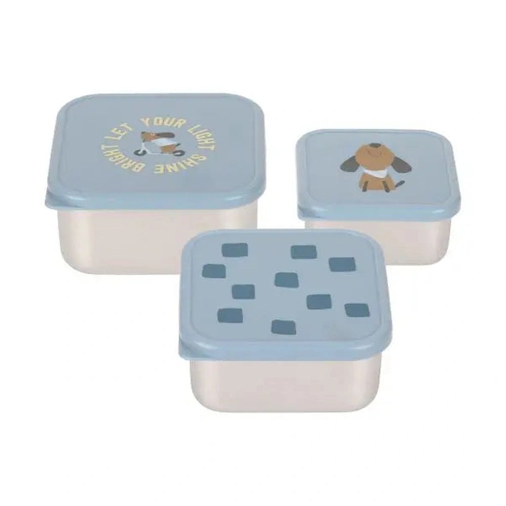 [LA-7307] Lot de 3 boîtes à goûter inox Pattern Party bleu Lässig
