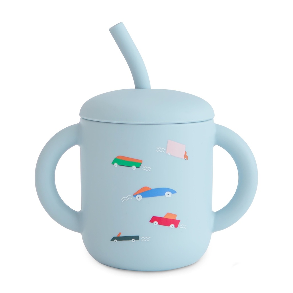 [MU-3464] Tasse d'apprentissage en Silicone - Retro Cars Mushie