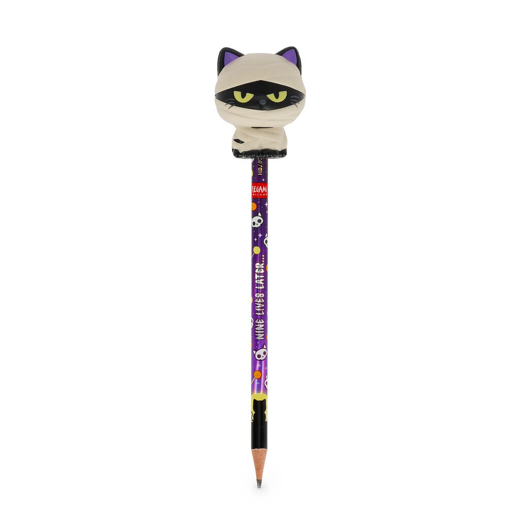 [LE-5071] Crayon avec Anti-stress Halloween Mummy Cat « Nine Lives Later » - Squeezies