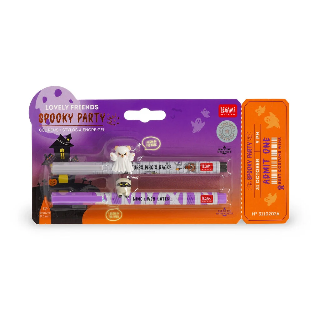 Set de 2 Stylos à Encre Gel Lovely Friends Spooky Party Legami