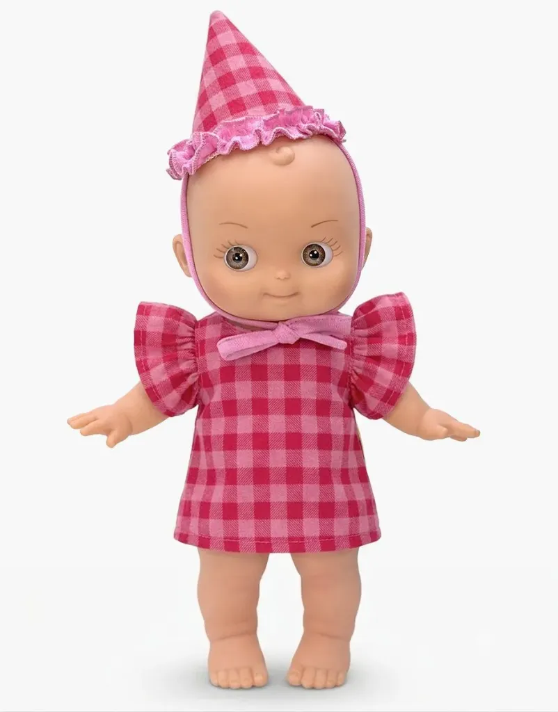 Poupée Mini Panchas Ninon en fête et son ensemble Vichy cerise - Minikane