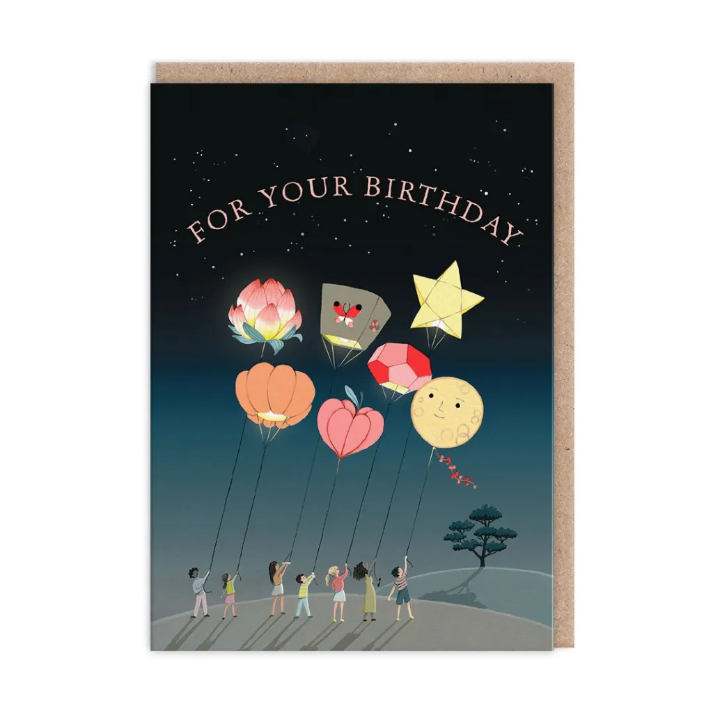 Carte anniversaire lanternes