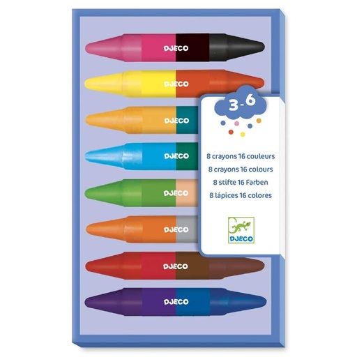 [DJ-8740] 8 Crayons de cire Double cotés Djeco