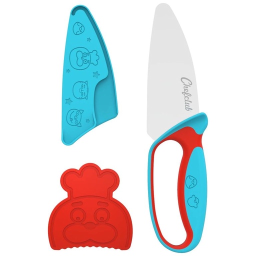 [CH-0318] Couteau du Chef Bleu et Rouge