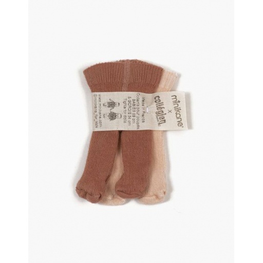 [MI_2474] Lot de 2 collants bois de rose/sorbet Babies Minikane