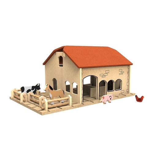 Ma Ferme (à assembler) avec 4 animaux Ardennes Toys