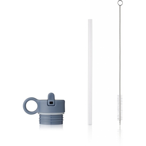 [LI-1438] Neo Lid with Straw and Brush Blue Wave Liewood