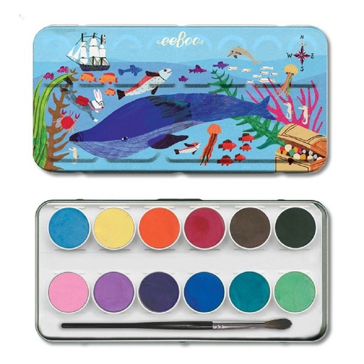[EE_5874] Palette Aquarelle Sous la mer 12 couleurs (+ pinceau)
